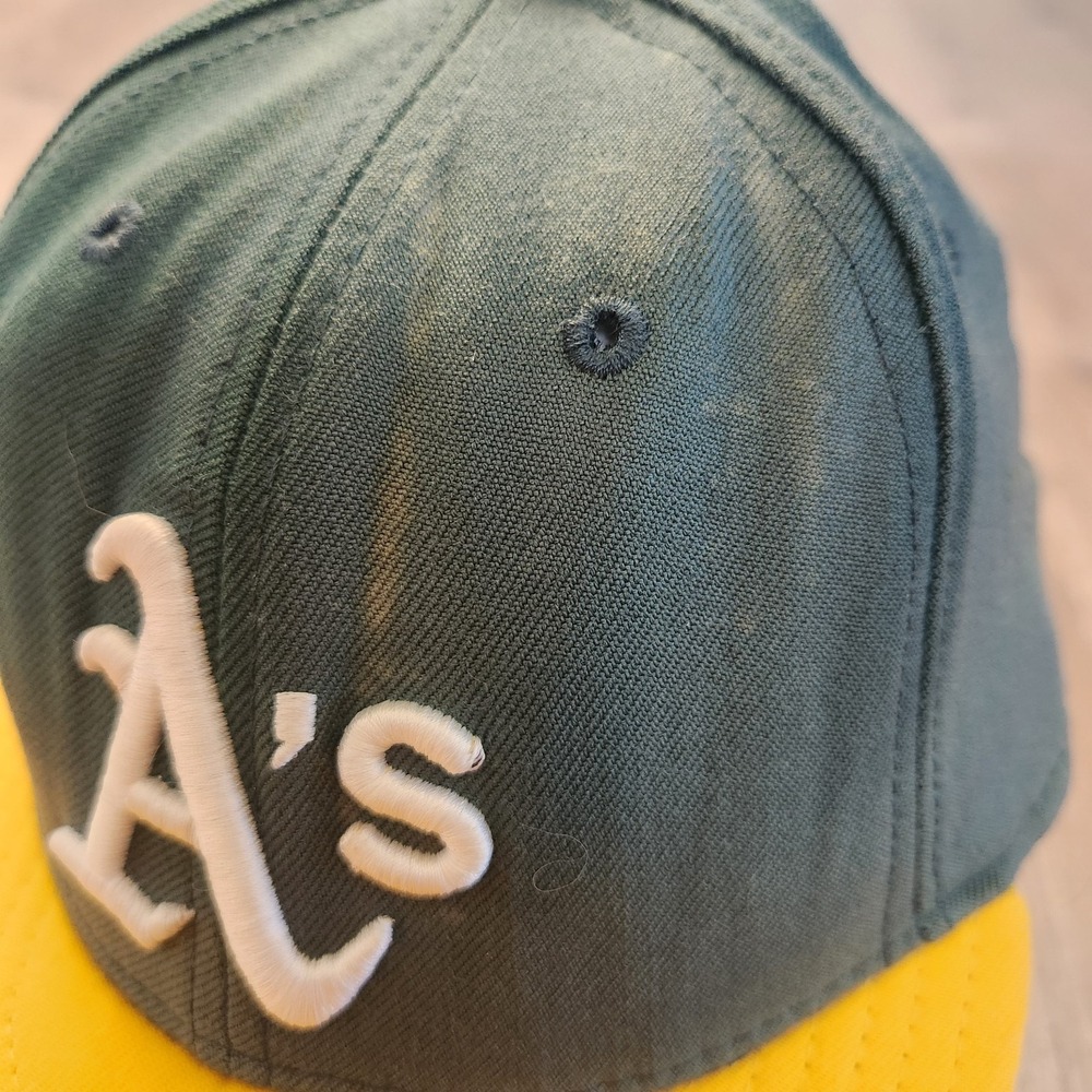VTG Oakland Athletics MLB Fitted Baseball Hat Cap New Era 59Fifty 100% Wool READ - Picture 6 of 16